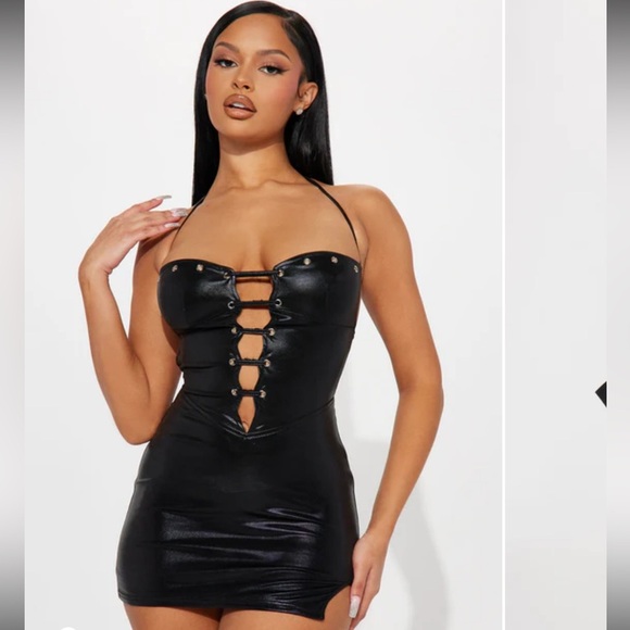 Fashion Nova “Ashlynn” Lace up Black Mini Dress - Picture 1 of 9